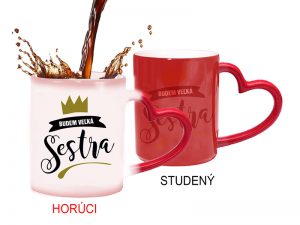 Hrnček magický červený srdce